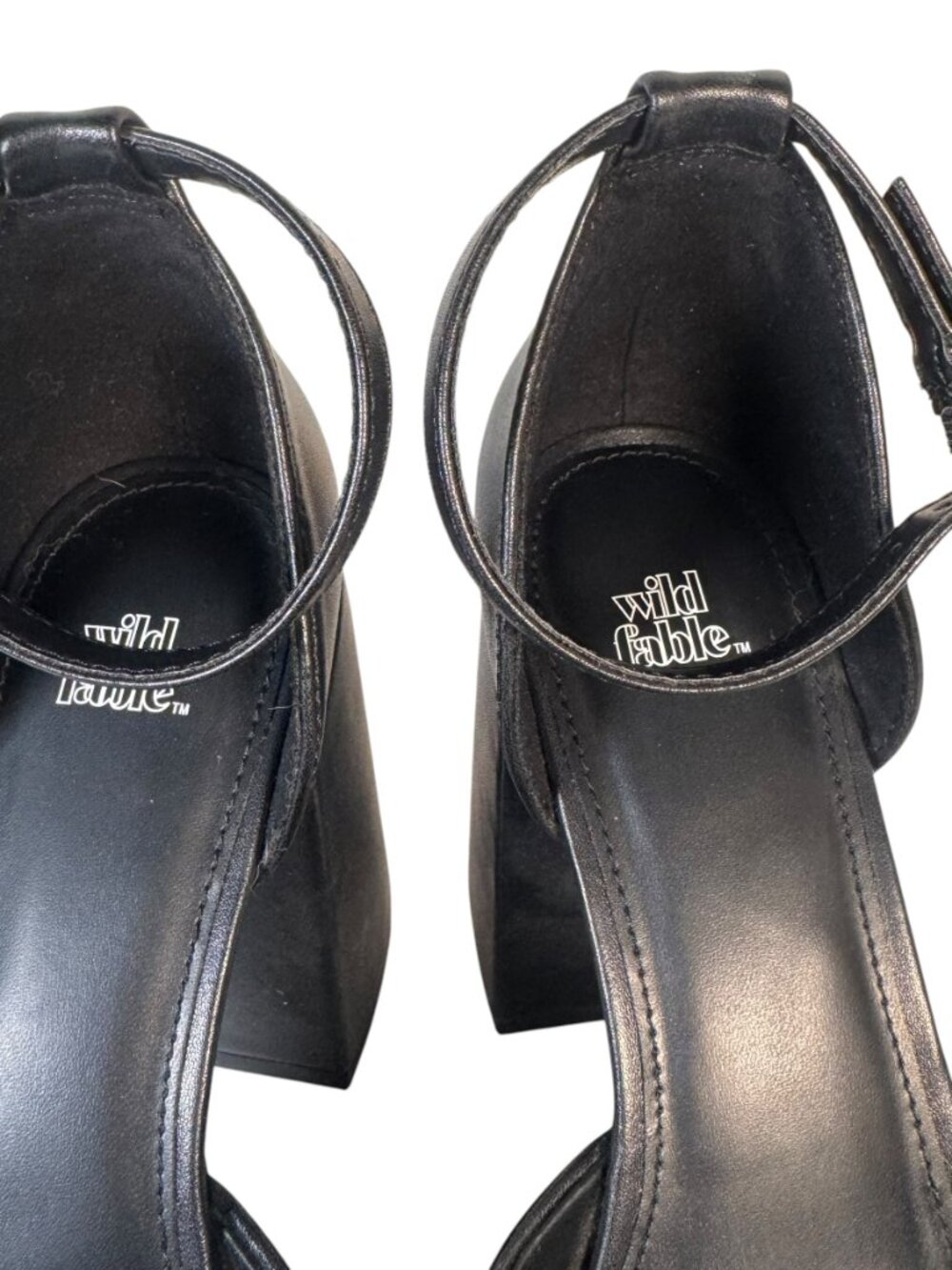 Wild Fable Bianca Black Platform Block Heels Shoes Ankle Strap Goth Club Sz 6.5 - Picture 7 of 9